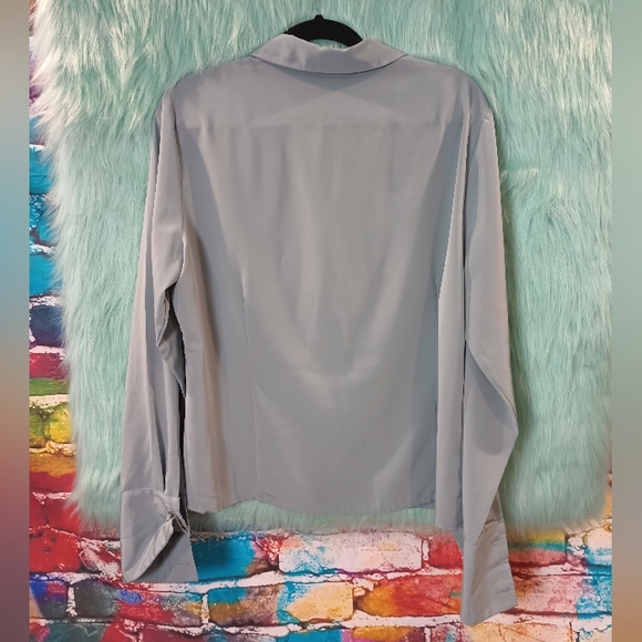 Sag Harbor Green Long Sleeve Button Down Top Size 16 - Picture 2 of 8